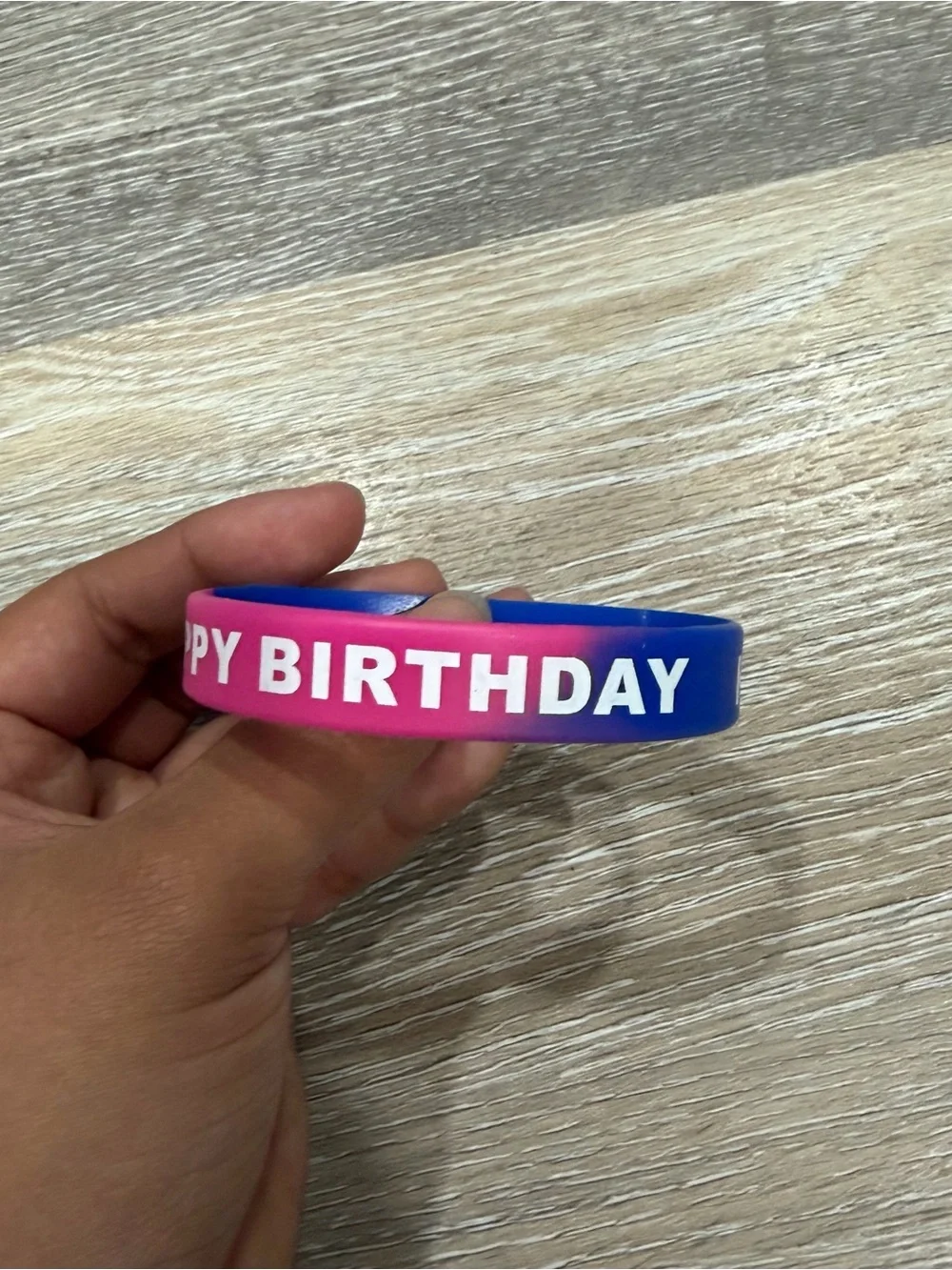 Happy Birthday Ombre Pink Blue Silicone Wristband - Party Favor